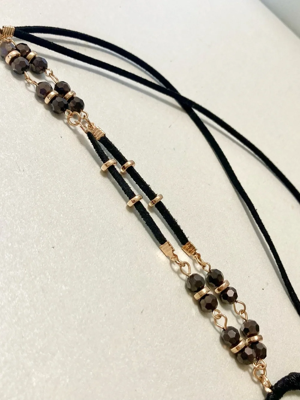 Versano Black Thread Fringe Circle Pendant preloved cord bead Necklace Jewelry